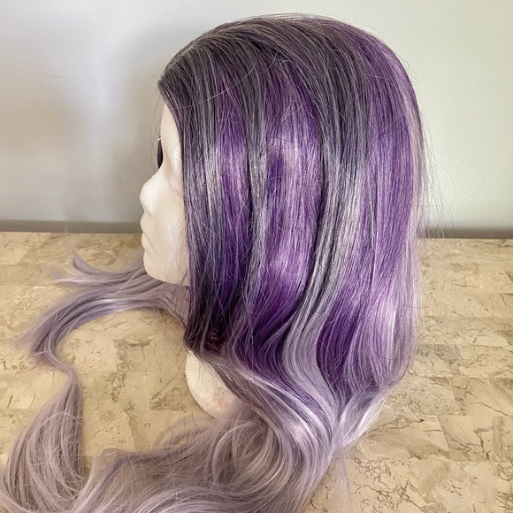 Ombre Purple to Lavender Silver Long Synthetic Hair Trendy Cosplay Wig - Picture 4 of 6
